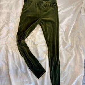 Olive green stretch velvet leggings